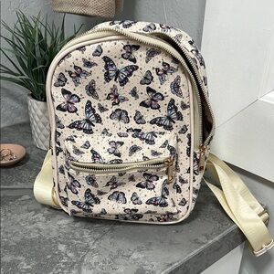 Chic Cream Metallic Butterfly Backpack
